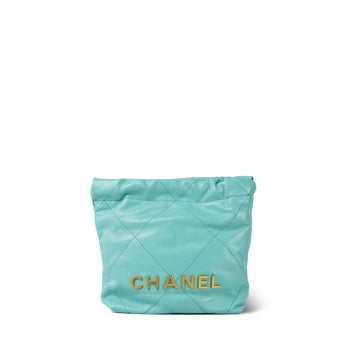 24C Turquoise leather Quilted Mini 22 Bag Aged Gold Hardware
