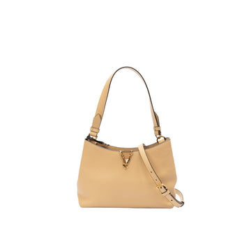 Versace Nude Calf Leather Small Hobo Shoulder Bag