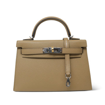 Mini Kelly Sellier Poussiere leather Electrum Plated K Stamp
