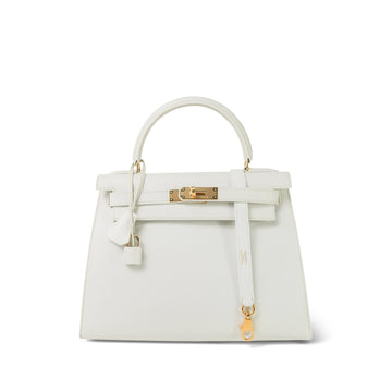 Kelly Sellier 28 White Veau Graine  V Circle Stamp