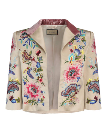 Gucci Mens Embroidered Silk Duchess Jacket