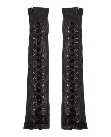Gucci Womens Corset Lacing Fingerless Gloves