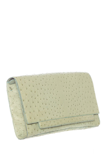 Nancy Gonzalez Sage Green Ostrich Rectangle Cross-Body