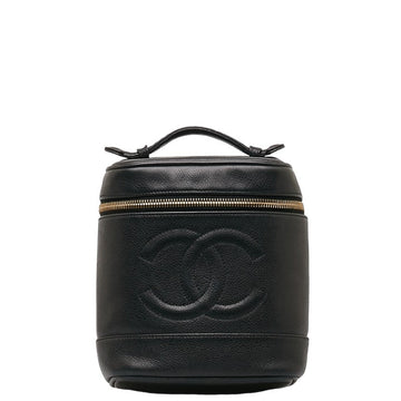 Top Quality Chanel DECACOCOMARK Handbag Vanity Bag Black Leather S  CHANEL