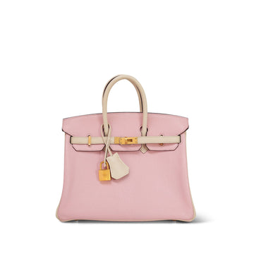 Birkin 25 Bi-Color Horseshoe (HSS) Rose Sakura/Nata Chevre Mysore  B Stamp