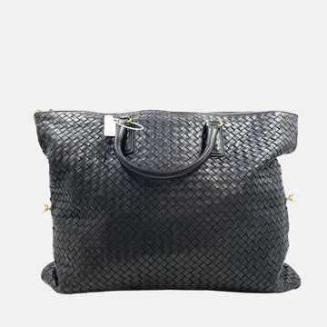 Bottega Veneta Maxi Convertible Tote Bag Hobo Black Leather Two-way Carry 50cm