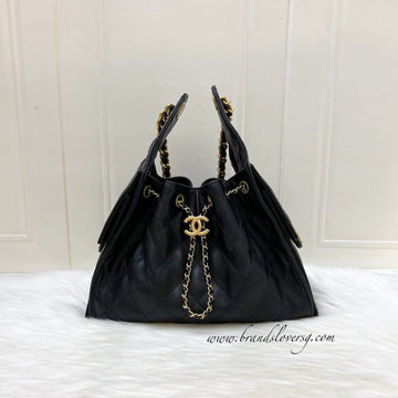 [Like New - Local Set - Mar 2025] Chanel 25 Small Hobo Bag in Black Caviar and AGHW (Model: AS5293)