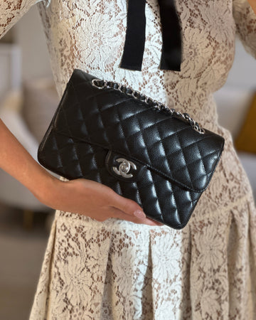 Chanel Black Small Classic Double Flap Bag in Leather Leather with Silver Hardware RRP £8,180