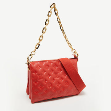 Louis Vuitton Red Monogram Embossed Leather Coussin Pm Bag