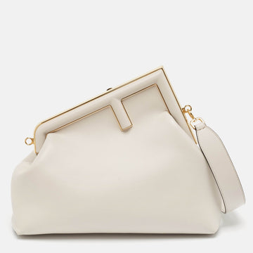 Fendi Grey Leather Midi Fendi First Clutch