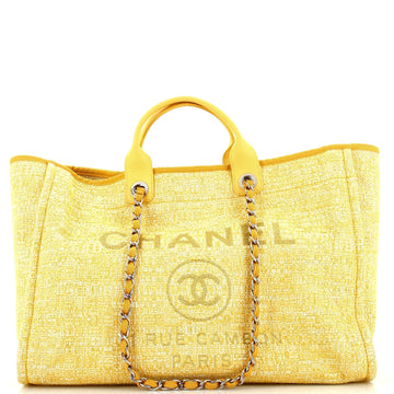 CHANEL Deauville Tote Raffia with Glitter Detail Large