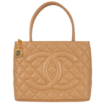 Top Quality Chanel 2001-2003 Medallion Tote Beige Leather