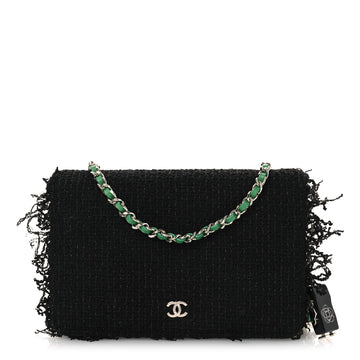 Tweed Fringe Wallet On Chain WOC Black Green