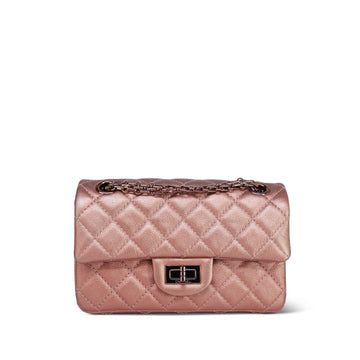 21A Rose Gold Grained leather Quilted Mini Reissue 2.55 Flap Bag