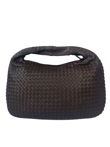 Bottega Veneta Intrecciato Hobo Bag Medium Chocolate Brown Lambskin leather with Mirror