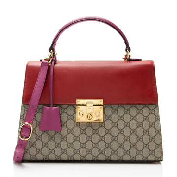 Padlock Top Handle Bag GG Coated Canvas and Leather Medium