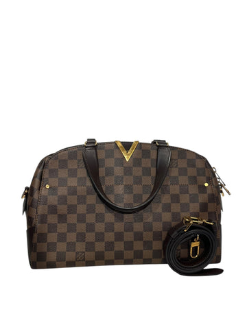 LOUIS VUITTON/Hand Bag/Gingham Check/Leather/BRW/TJ2127 DamierEbeneKensBowling