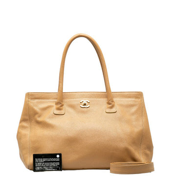 Top Quality Chanel Cocomark Executive Handbags Shoulder Bag 2WAY Beige Leather