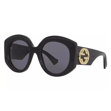 Gucci Round Full Rim, with a Black frame and Grey lens.