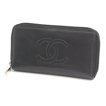 Top Quality Chanel Leather Skin Long Wallet Black