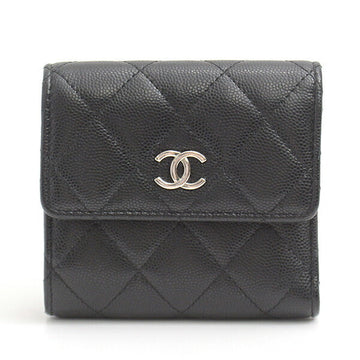 Top Quality Chanel Leather Skin Trifold Wallet Black
