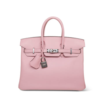 Birkin 25 Rose Sakura leather Palladium Plated D Stamp