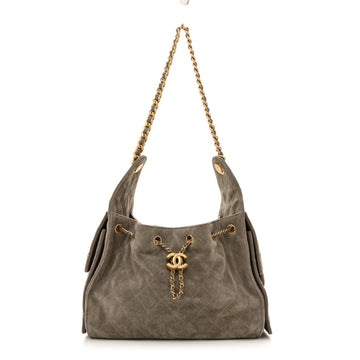 Suede Quilted Small Chanel 25 Handbag Dark Grey