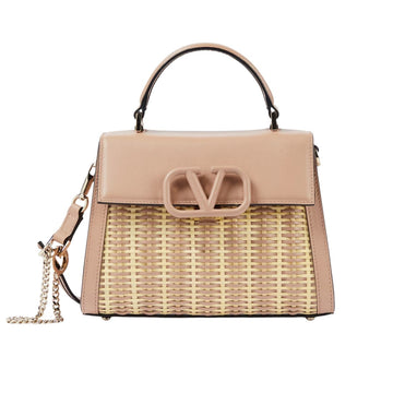 VO GARAVANI SMALL VSLING WICKER HANDBAG PINK 22CM