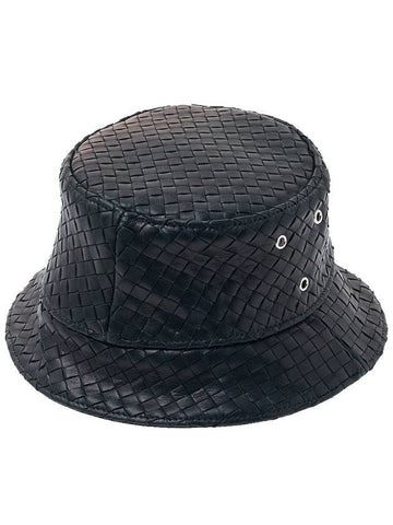 Luxury Bottega Veneta Intrecciato Leather Bucket Hat Dark Green