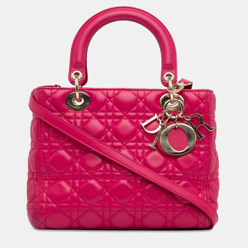 Medium Lambskin Cannage Lady Dior