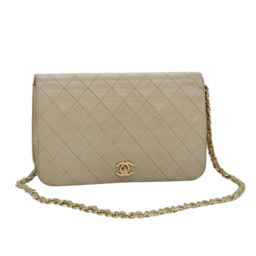 Top Quality Chanel Chain Shoulder Bag Lamb Skin Beige CC Auth 74732A