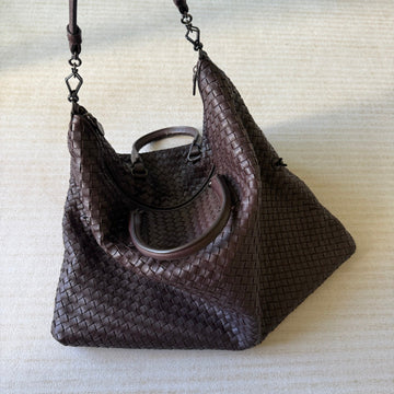 Bottega Veneta Maxi Convertible Tote Dark Chocolate Brown Leather