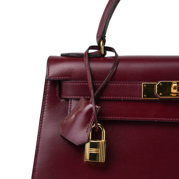 Kelly 28 Rouge H Box leather  O Circle Stamp