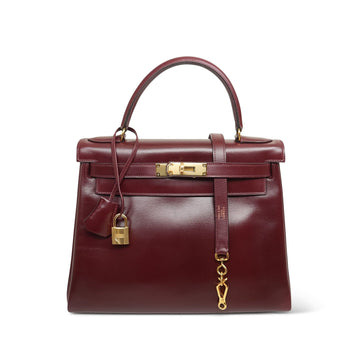 Kelly Retourne 28 Rouge H Box leather  N Circle Stamp