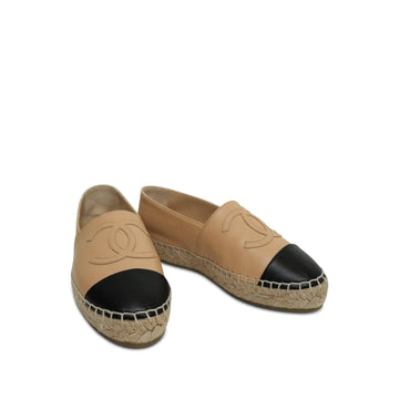 Beige Black leather Espadrilles Size 35