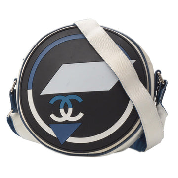Top Quality Chanel Airline Round Shoulder Bag Rubber Leather/canvas Navy Black White