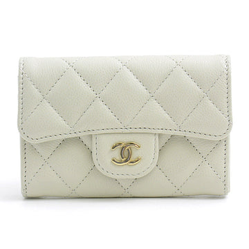 Top Quality Chanel Leather Skin Matelasse Classic Flap Card Case Light Grey