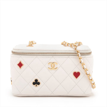 Top Quality Chanel Matrasse Leather S Chain Shoulder Bag Vanity White G