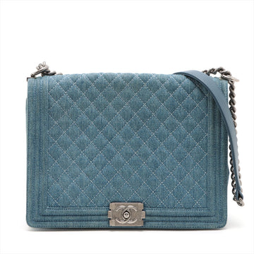 Top Quality Chanel Navy Leather/denim Chain Shoulder Bag