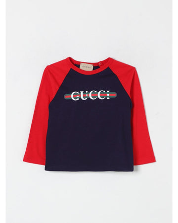 Gucci Infant Long Sleeve Raglan Shirt Kids Blue T-Shirts