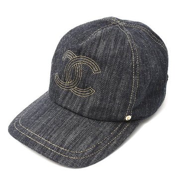 Top Quality Chanel Leather/denim Cap Cotton Navy Unisex