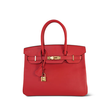 Birkin 30 Rouge Tomato leather  A Stamp