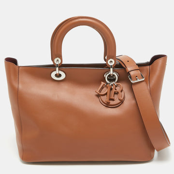 Brown Leather Diorissimo Zip Shopper Tote