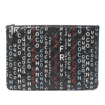 Top Quality Chanel Leather Typography Clutch Bag Black