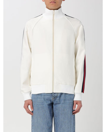 Gucci ZipUp Track Jacket with Side Stripes Men White Sweatshirts & Hoodies