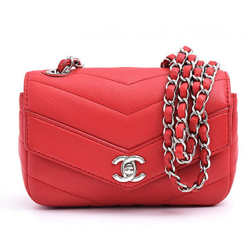 Top Quality Chanel Chevron Mini Chain Shoulder Bag Red Leather Skin