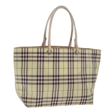 Burberry Nova Check Tote Bag Nylon Beige Auth 76851