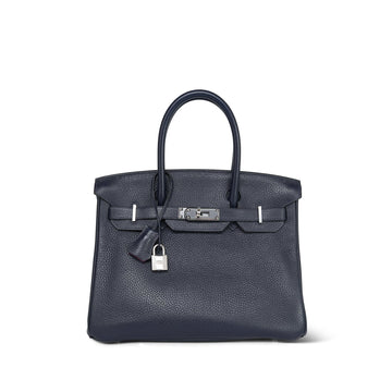 Birkin 30 Verso Bleu Nuit/Rose Pourpre leather Palladium Plated A Stamp