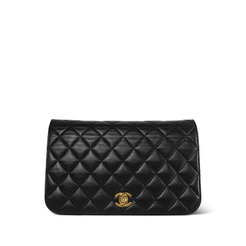 Black leather Quilted Full Flap Bag GHW