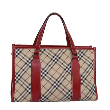 Burberry Nova Check Blue Label Hand Bag Canvas Beige Red Auth 77380